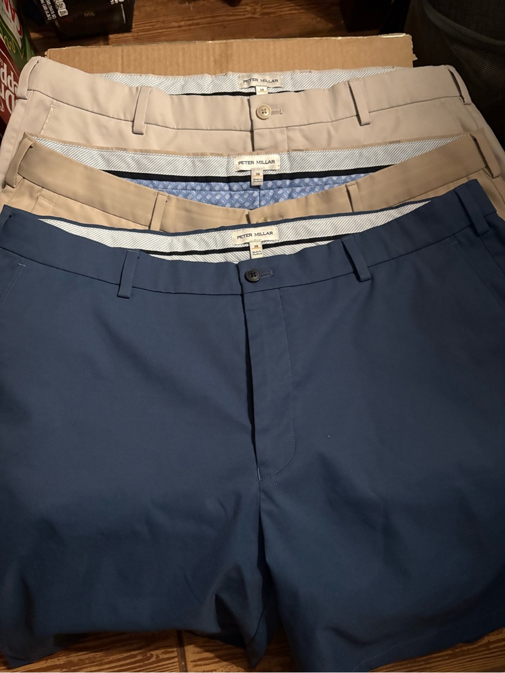 Peter Millar Navy and Khaki Chino Shorts Trio